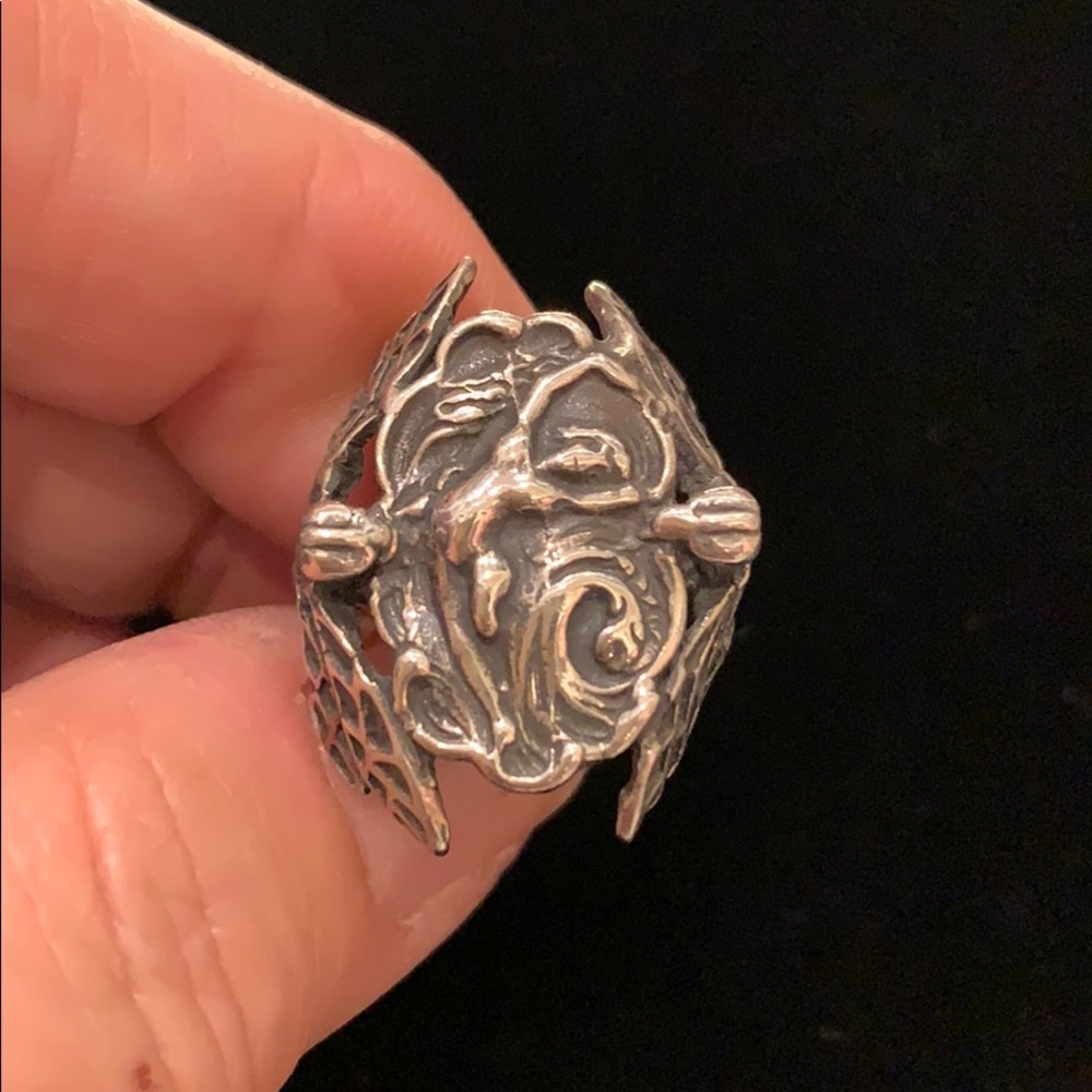 Antique Art Nouveau Fairy Dragonfly Sterling Ring